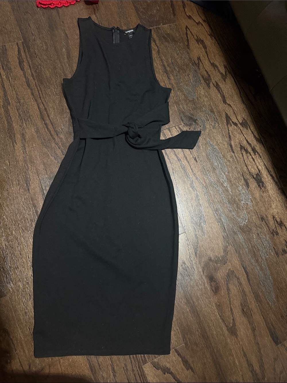 Express Black Sleeveless Tie-Waist Midi Dress xs